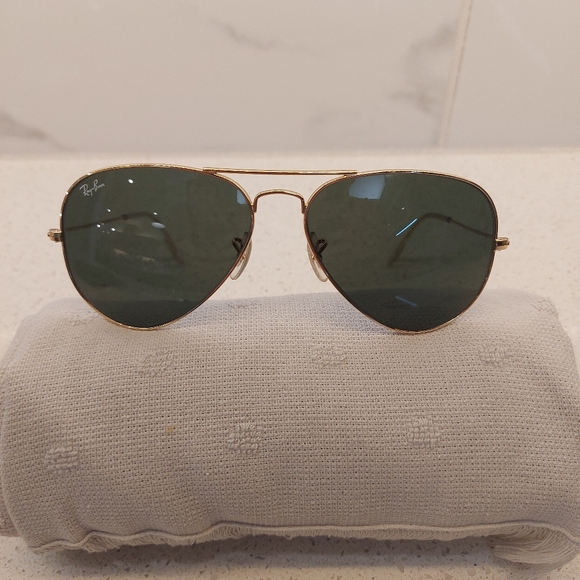 Ray-Ban Gold and Black Aviator Sunglasses